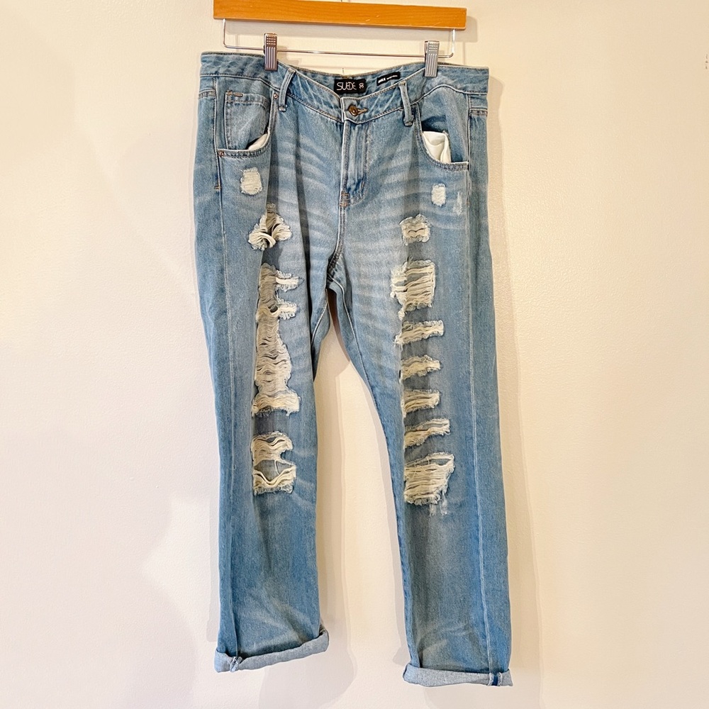 Suede Distressed Charlie Mid Rise Relaxed